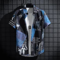 Men's Printed Shirt Seaside Vacation Casual Top Large Size Oversized Beach Clothing thumbnail 2