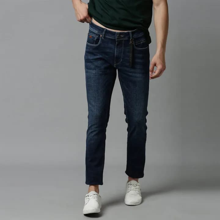 Slim-fit Stretchable Denim Jeans Pant For Men - Dark Blue