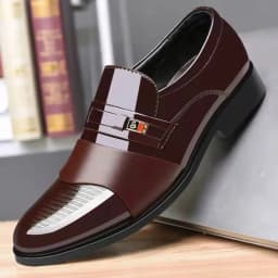 Luxury Leather Men Shoes for Wedding Formal Oxfords Business Casual Office Work Shoes for Men Classic Men's Pointed Dress Shoes thumbnail 1