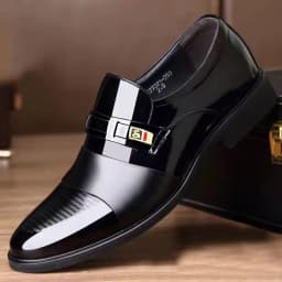 Luxury Leather Men Shoes for Wedding Formal Oxfords Business Casual Office Work Shoes for Men Classic Men's Pointed Dress Shoes thumbnail 2