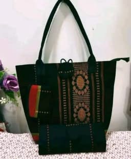 Ladies Hand Bag Set Monipuri Handmade Hand Bag and Purse Set; bag for girls thumbnail 3