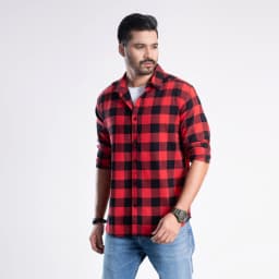 Long Sleeve Flannel Shirt - Devil Red thumbnail 2