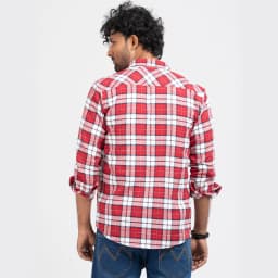 Cozy Long Sleeve Flannel Shirt - Red & White thumbnail 2