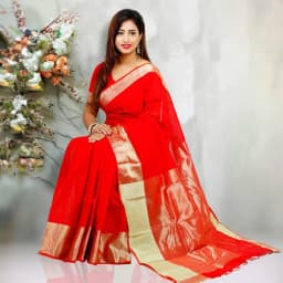 Tangail Half Silk Golden Saree for Women - Available in Multiple Colors thumbnail 1
